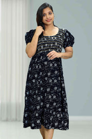 Cotton Night Dress with Smocking Design