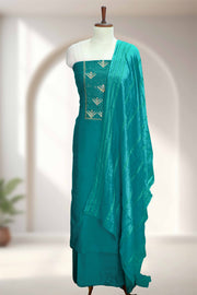 Silk Churidar Material with Sequin & Golden Thread Embroidery