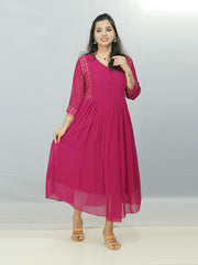 🌸 Serene Elegance: A-Line Maternity / Feeding Georgette Kurti - Just ₹709! 🌸