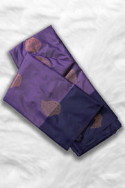 Soft Silk Saree with Golden Print & Contrast Butta