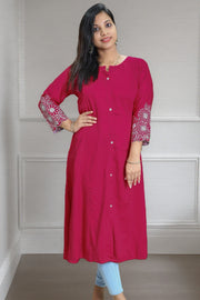 Women  Embroidered  A-line Kurti