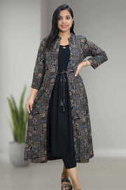 Rayon Printed Kurti with Overcoat Style