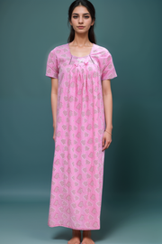 Women’s Printed Cotton Nighty – Babra Pattern