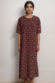 Printed Cotton Nighty with Round Neck
