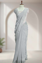 Fancy Cotton Saree with Silver Shine Border