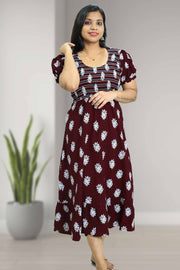 Floral Print Cotton Night Dress