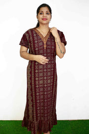 Ajrakh Cotton Night Dress – Comfort Meets Craft