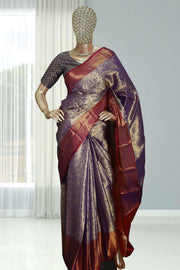 Soft Silk Saree with Full Work & Contrast Blouse