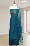 Silk Churidar Material with Floral Thread Embroidery
