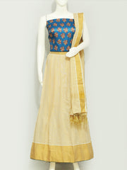 Traditional Kerala Gold Kasavu Tissue Dhavani