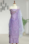 Silk Churidar Material with Floral Thread Embroidery