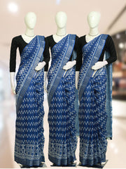 Indigo Linen Dresscode Saree with Batik Design - ₹455