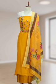 Silk Churidar Material with Floral Thread Work