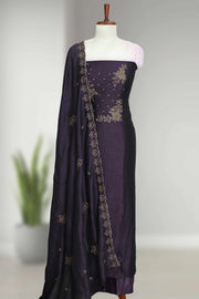 Silk Churidar Material with Embroidery & Beads Work