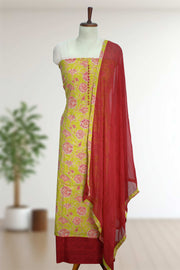 Cotton Churidar Material – Button Work & Floral Print