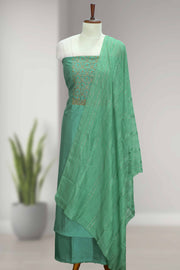 Silk Churidar Material with Sequin & Golden Thread Embroidery