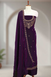 Fendy Churidar Material with Golden Embroidery & Sequins Work