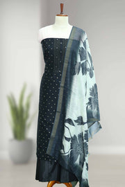 Silk Churidar Material with Lace & Mirror Work