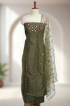 Elegant Silk Churidar Material with  Embroidery Thread