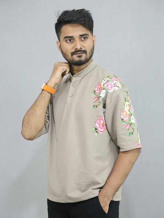 Men Five  Sleeve Flower Printed  T shirt - HOG & FOG