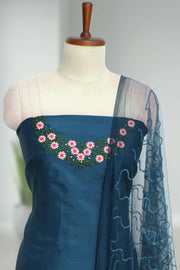 Elegant Silk Churidar Material-Floral Print