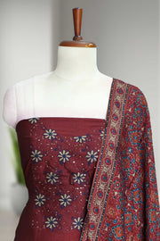 Elegant Silk Churidar Material with  Embroidery Thread Work