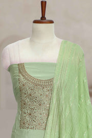 Silk Churidar Material with Golden Embroidery and Box Work