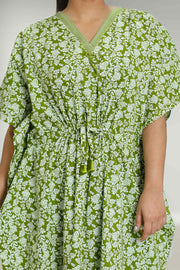 Polycotton Kaftan Night Dress with Floral Print