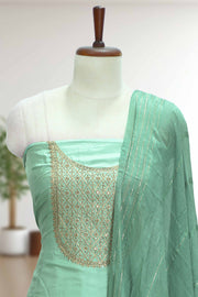 Silk Churidar Material with Sequin & Golden Thread Embroidery