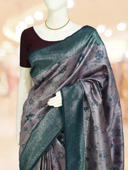 Soft Silk Saree with Silver Contrast Border & Butta Work Pallu – ₹834