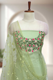 Silk Churidar Material with Embroidery Work