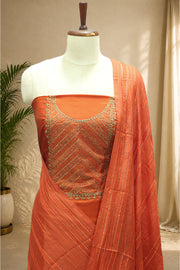Silk Churidar Material – Golden Thread Work with Sequins