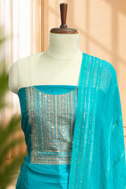 Silk Churidar Material – Golden Thread Work with Sequins