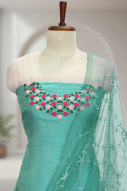 Silk Churidar Material with Embroidery Work