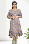 Floral Semi Chiffon Night Dress