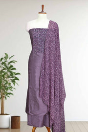 Silk Churidar Material with Floral Print & Mirror Work