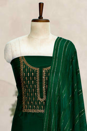 Silk Churidar Material with Golden Embroidery and Box Work