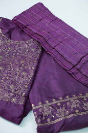 Golden Sequin Embroidered Silk Churidar Material