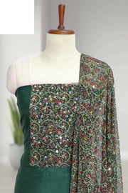 Silk Churidar Material with Mirror Work & Print