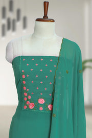 Floral Embroidered Sequinned Georgette Unstitched Churidar Material