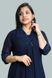 Georgette Flared Top with Thread & Glitter Work