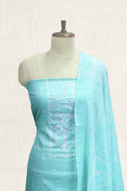 Elegant Printed Cotton Churidar Material with Mirror & Thread Work
