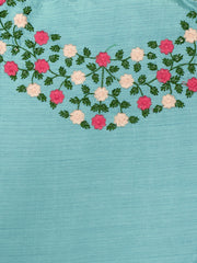 Silk Churidar Material –  Floral Thread & Sequins Work