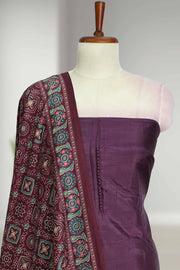 Silk Churidar Material with Button Design