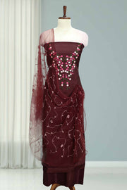 Elegant Silk Churidar Material with  Embroidery Thread