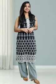 Elegant Cotton Kurti with Thread & Button Work