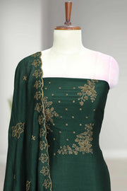 Silk Churidar Material with Embroidery & Beads Work