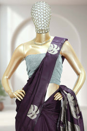 Soft Silk Saree with Floral Print & Tassels