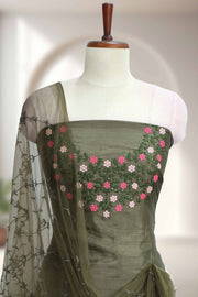 Elegant Silk Churidar Material-Floral Print