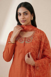 Silk Churidar Material – Floral Thread Work with Sequins